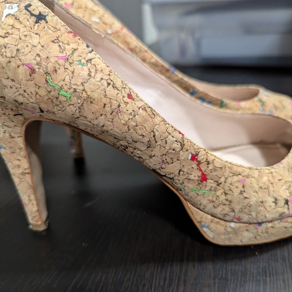 Vince Camuto Women's Cork Peep Toe Heels - Multicolor - Picture 5 of 7